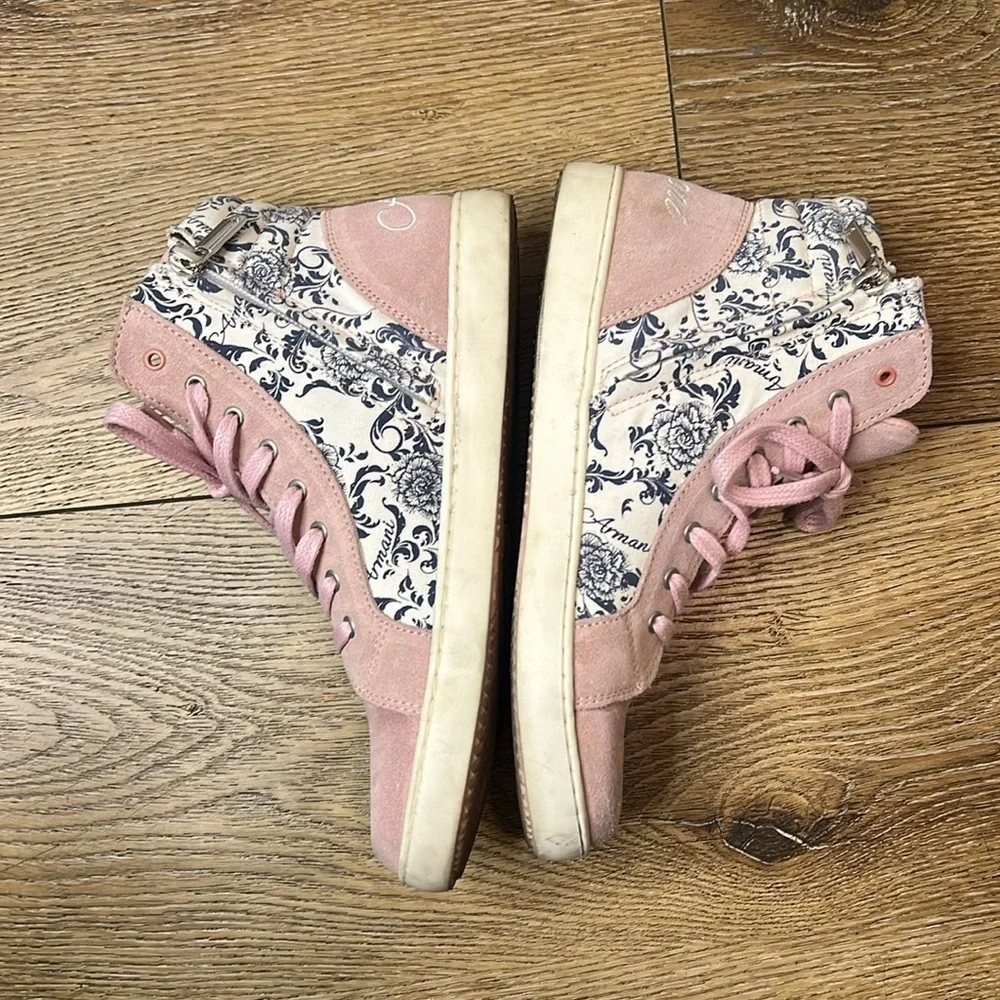 Armani Junior Pink Suede High Top Sneakers Size 37/5US